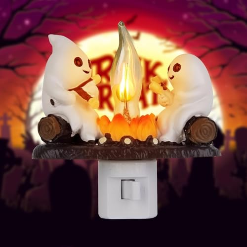 RAINBEAN Ghost Campfire Flickering Night Light, 3D Small Electric...