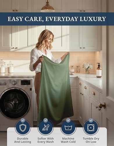 Image of LANE LINEN Twin Bed in A Bag Set with Sheets Sateen Weave - Iceberg Green