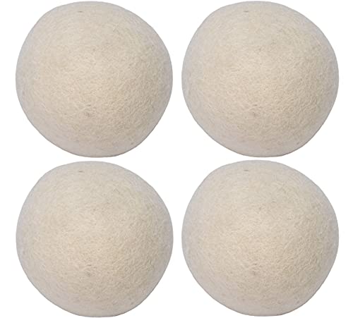 Wool Dryer Balls - XL Natural Fabric Softener, Reusable, Reduces Wrinkles & Saves Drying Time, The Large Dryer Ball is a Better Alternative to Plastic Balls and Liquid Softener, (Pack of 4)