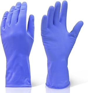2 Pairs Of Small Blue Industrial Cleaning & Washing Up Rubber Gloves. Comes With TCH Anti-Bacterial Pen!