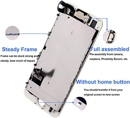 Compatible with iPhone 8 Plus Screen Replacement White Pre-Assembled LCD for iPhone 8 Plus Touch Screen Digitizer Full Assembly with Front Camera Earpiece Sensor Repair Kit+ Adhesive Strips (White) - Thumbnail 5