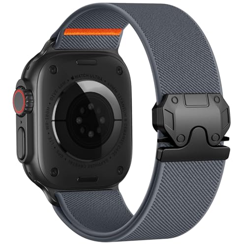 Stretchy Nylon Sport Band Compatible for Apple Watch Ultra Band 49mm 46mm 45mm 44mm 42mm Men, Adjustable Parachute Buckle Fabric Replacement Strap for iWatch series 11 10 9 8 7 6 5 4 3 2 1 SE Ultra