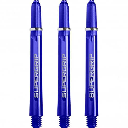 Cañas de dardos con anillos mecanizados Harrows Supergrip, tallos medianos de policarbonato azul