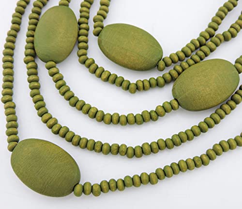Coiris N0019 Bead Necklace For Women 5 Layers Strand Wooden Choker Necklaces For Women Chunky Statement Ethnic Bead Layered Bib Collar Necklace Hip Hop Jewelry thumb #3