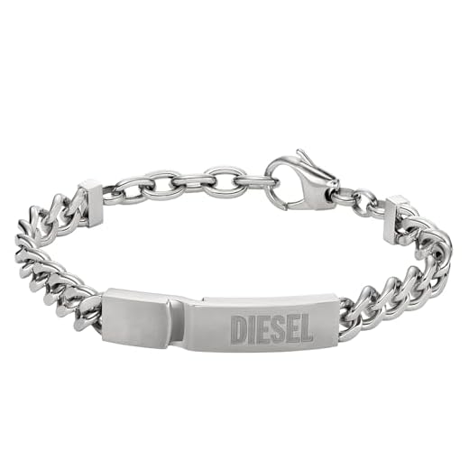 Diesel Bracelet homme en acier inoxydable avec fermoir mousqueton