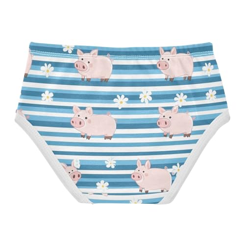 Wusikd Cute Pink Pig Girls' Underwear Cotton Blue Stripe Girls Briefs Soft Toddler Underwear 2T2
