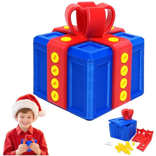 Nervige Geschenkbox, 8CM 3D-Druck Geschenkbox mit Twist Speicher Streichbox, Rätsel Für Kreative Geschenke, Speicher Streichbox für Valentinstag, Kleiner Schmuck (Blau)