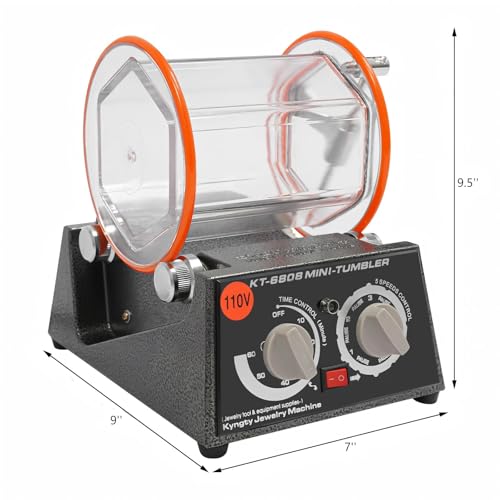 Jewelry Polisher Tumbler 3kg 6.6LB Rotary Tumbler Surface Polisher Finisher 80W Jewelry Polishing Finishing Machine with Timer & 4 Speed + Extra Polishing Bead (3kg/6.6lb Capacity)