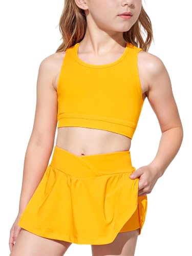Image of SOLY HUX Toddler Girl's 2 Piece Workout Outfits Lightweight Crop Tank Tops and Skort Athletic Set