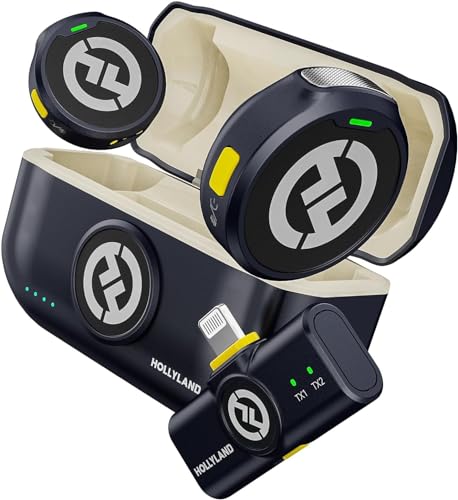 HollyView Hollyland Lark M2 Wireless Lavalier Microphone For iPhone 14/13/12,Mini Lapel Microphone Wireless,Hi-Fi Audio,1000Ft Range,Noise Cancellation,30H Battery For Video Recording,Streaming