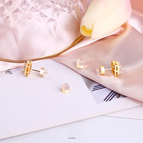 Locking Earring Backs For Studs,18K Gold Silicone Earrings Back For Studs Secure,Hypoallergenic Earring Backs Apply To Earring Backs For Droopy Ears (6 Pairs) #TOP3