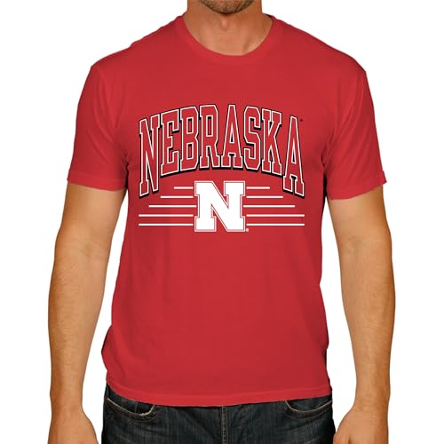 Campus Colors NCAA Adult Unisex Overtime Classics T-Shirt, Tag-Less Ringspun Cotton, Short Sleeve College Tees (Nebraska Cornhuskers - Red, Large)