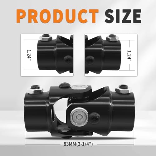3/4 "DD x 3/4 "DD U-Joint Black Single Steering Shaft Universal Joint 35 Degree, Total Length:83 mm by GLOCRORET - Image 3