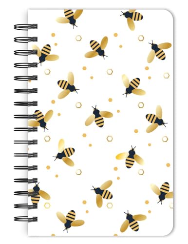 Busy Bees | 5.25 x 8.25 Inch Compact Wire Journal | Non-Dated | Foil Stamped Cover | BrownTrout | Planning Stationery Diary
