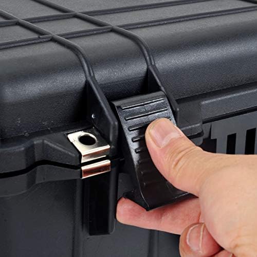 Meijia All Weather Portable Waterproof Hard Compact Camera Case with Retractable Pull Handle and Rolling Wheels,Foam Inserted, Elegant Black, 22.06X17.93 X10.43 inches
