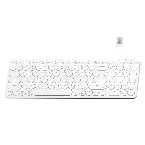 Keychron B4 Pro Clavier sans fil ultra-fin 96 % Bluetooth 2,4 GHz Connexion filaire Clavier numérique Lanceur Compatible Mac Windows Linux Blanc Ivoire
