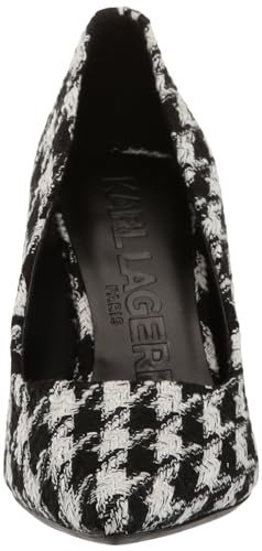 Karl Lagerfeld Paris Women's Royale Tweed Pointed Toe Dress Pump, Black/White, 7.52