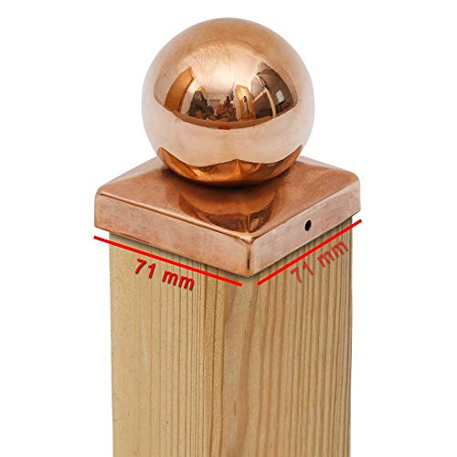 Preisvergleich Produktbild 7 x PFOSTENKAPPE KUGEL KUPFER 71 x 71 MM