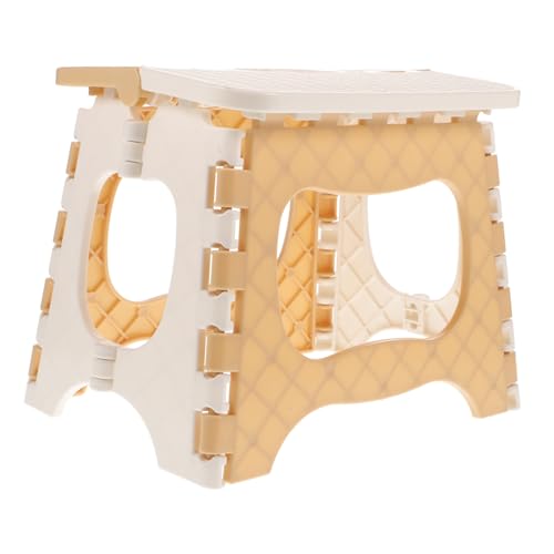 Balacoo Portable Folding Stool Large Beige for Adults Lightweight Collapsible Step Stool with Non Slip Surface for Bathroom Kitchen and Home Use