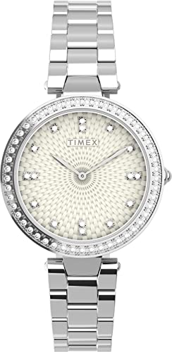 Timex ���f�B�[�X Adorn �r���v - �u���b�N�_�C���� �S�[���h�g�[���P�[�X �u���b�N�X�g���b�v, �V���o�[�g�[��/�V���o�[�g�[��/�V���o�[�g�[��, One Size, 32mm �����N���X�^���x�[�� 3�j�u���X���b�g�E�H�b�`�B