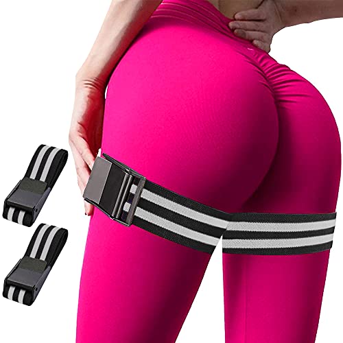 Qavctw Set di 2 fasce di restrizione del flusso sanguigno per donne glutei e occlusione BFR fasce larghe regolabili per sollevamento coscia glutei squat fitness