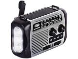 Trevi RA 7F30 BT Radio Portatile Multibanda FM/AM/SW con Lettore MP3 Wireless, Funzione Power Bank e Torcia LED, Ricarica Solare, a Dinamo o USB-C, Ideale per Emergenze, Campeggio, Viaggi, Grigio