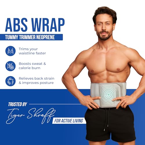 Image of Leeford Waist Belt for Tummy Exercise | Sweat Belt Neoprene for Women & Men for Abdomen & Back Support | Abs Wrap for Workout & Fitness & Waist Shaping | Adjustable Universal Size Grey