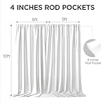 Joydeco White Curtains Backdrop for Wedding Parties, Photo Backdrop Curtains for Wedding Decorations Birthday, Wrinkle Free Polyester 5ft x 10ft Fabric Drape 2 Panels with Rod Pockets - Image 5