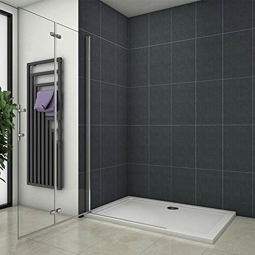 Aica Sanitaer Caja de Ducha Plegable de Vidrio Templado con Tratamiento Antical, 91x195 cm