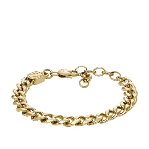 Image of Fossil Men's Plated Stainless Steel Engravable Personalized Gift ID, Chain or Cuff Bracelet for Men