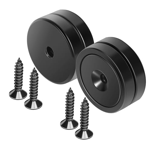 Neosmuk Magnete mit Loch 40kg Schwarz Extra Stark Neodym Magnet Schrauben Magnete Rund Starke Ringmagnete zum Anschrauben Magnet mit Gewinde für die Wand 4er-Pack