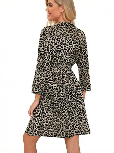 Image of PrinStory Womens Robe Lightweight Short Knit Bathrobe Soft Ladies Sleepwear with Pockets