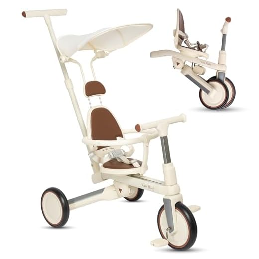 Triciclo Evolutivo Plegable y Ajustable para Bebé y Niño (1-5 Años) con Barra de Empuje Direccional – Ideal como Bicicleta Niño 2 Años, Triciclo Bebé 1 Año y Correpasillos (con Capota)