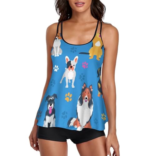 Robe de Plage Tankini Anti-Frottement Coupe Ample Dissimulant les Formes avec Short