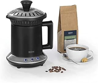 BEEM Roast-Perfect Coffee Roaster, 2 Roasting Levels for Individual Roasting, Made of Stainless Steel and Borosilicate Glass, Including 200 g Raw Coffee from Brazil