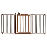 Richell One-Touch Gate II Wide, Wide Dog gate with Wooden Door, from 32.1-62.8' Wide & 30.5' H