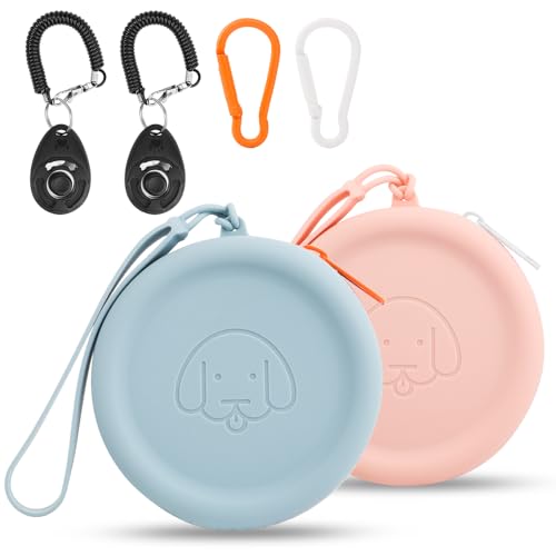Pochette en silicone pour friandises pour chien,lot de 2 sacs de marche pour chien et chat,format de poche,facile à nettoyer,sans odeur,fermeture éclair,sac...