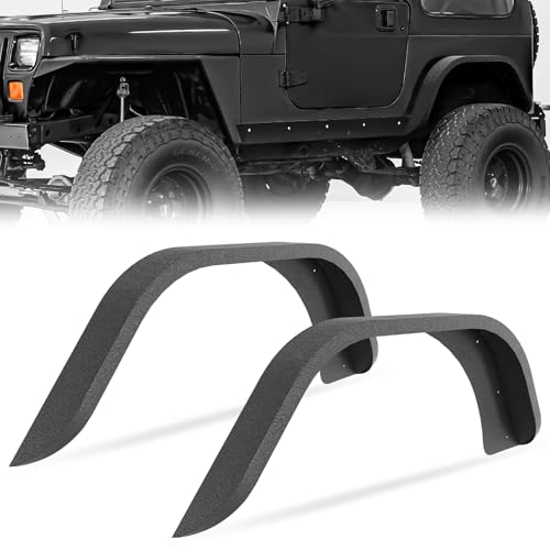for Wrangler YJ Rear Fender Flares Mud Guard Compatible with 1987 1988 1989 1990 1991 1992 1993 1994 1995 1996 Jeep Wrangler YJ, Off-Road Heavy Duty Steel Wheel Fenders Kit