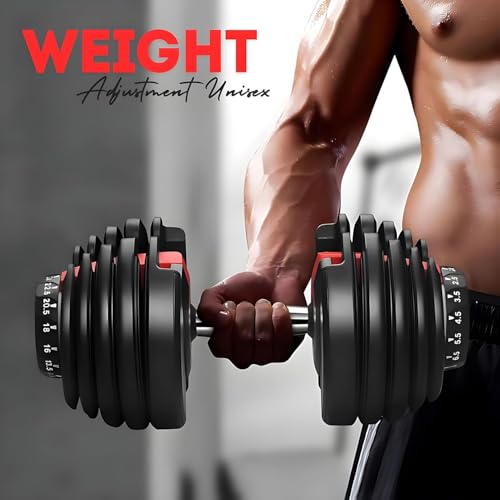 Image of Adjustable Dumbbell 2.5KG UP TO 24KG - Quick Select |15-Point Safety Locking System | Single Dumbbells | Space-Saving | Ideal for Home Workouts & Personal Fitness Training (24.5, Kilograms)