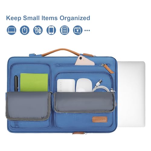 Image of MOSISO 360 Protective Laptop Shoulder Bag,15-15.6 inch Computer Bags Compatible with MacBook Pro 16 inch, HP, Dell, Lenovo, Asus Notebook,Side Open Messenger Bag with 4 Zipper Pockets, Cadet Blue
