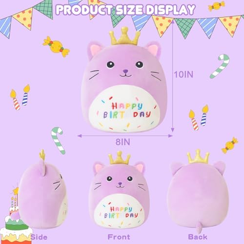 SQEQE Kawaii Cat Plushie Cat Stuffed Animal with Golden Crown Soft Kitty Stuffed Toy Birthday Party Decoration Gift for Kids Girls Boys(Purple Caticorn,10 Inch) — view 4