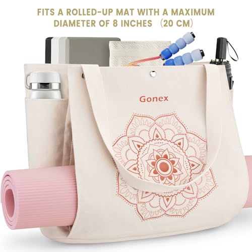 Gonex Yoga Mat Bag For Women Canvas Tote Pilates Gym Bag With Mat Carrier - image 6