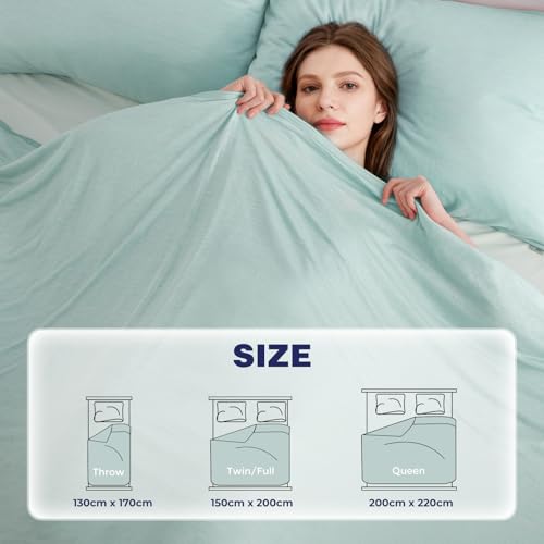 Image of Luxear Cooling Blanket for Summer Throw Arc-Chill 3.0, 150x200cm,Green | Keep Cool For Sofa Bed, Comfort Soft Lightweight Nap Fabric Breathable Adult Baby Children Pet Dog Queen Size