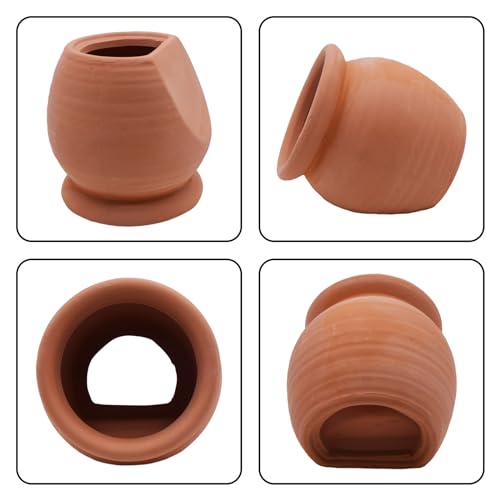 Image of AnRui Betta Fish Tank Decor Ceramic Jar Aquarium Accessories Decorations Cute Clay Pot Hideout Cave Ornaments for Small Fish, Shrimp, Cichlid to Play Hide Breed, Small