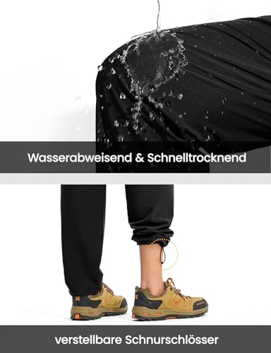 Rdruko Wanderhose Herren Outdoorhose Lang Sporthose Jogginghose Leicht Trainingshose Trekkinghose Sommer Freizeithose Stretch Männer-Schwarz XL
