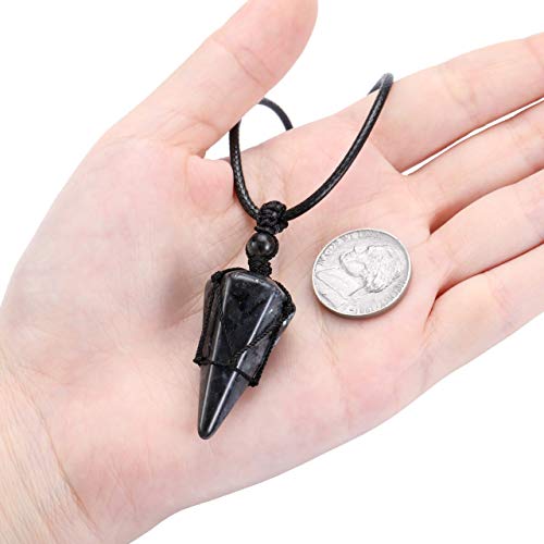 Top Plaza 3 Pcs Healing Crystal Necklaces Stone 6 Facet Pointed Pendant Necklaces Adjustable Natural Reiki Gemstone Necklace Quartz Jewelry For Women Men #TOP6