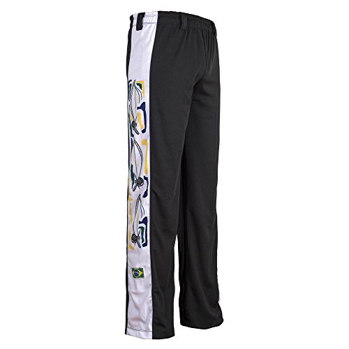 Pantalon capoeira garçon JL Sport noir élastique et résistant aux arts martiaux