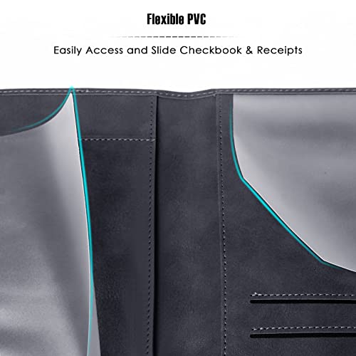 LLi Cufite Business Size Travelers Check Large Checkbook Cover for Side & Top Tear Checks, Deposit Tickets, Companion Checks, Leather Check Book Cover with Duplicate Check Sleeve & Card Slots - Thumbnail 5