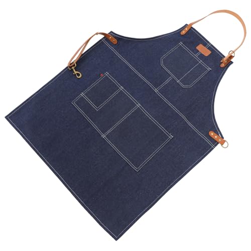 Tablier anti-graisse en denim réutilisable à poches pour atelier de peinture et cuisine
