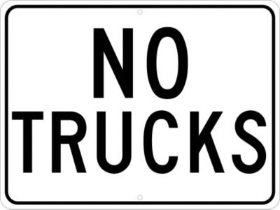 NMC TM134J Traffic Sign, Legend "NO Trucks", 18" Length x 24" Height, Engineer Grade Prismatic Reflective Aluminum 0.080, Black On White